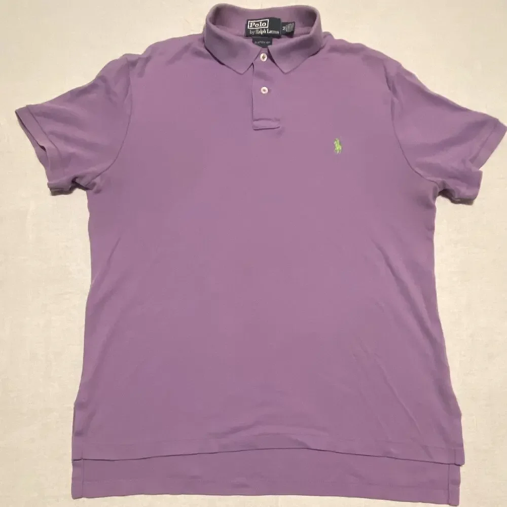Polo by Ralph Lauren Purple Solid Knit Custom Fit Polo Shirt Men’s M Logo